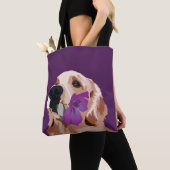 Paarse Golden Retriever met een ventilator Tote Bag (Dichtbij)