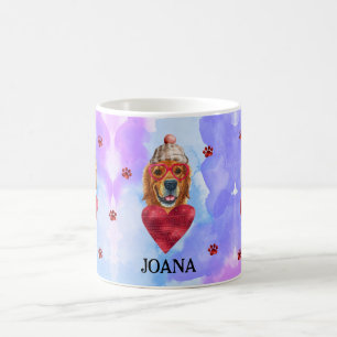 Paarse Golden Retriever Valentijnsdag Cadeau Hond Koffiemok
