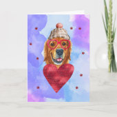 Paarse Golden Retriever Valentijnsdag Gift Dog Kaart (Voorkant)