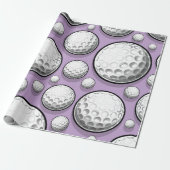 Paarse Golf Feestje Cadeaupapier (Uitgerold)