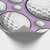 Paarse Golf Feestje Cadeaupapier (Hoek)