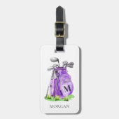 Paarse Golf Monogram Bagagelabel (Voorkant verticaal)