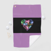 Paarse Golfhanddoek met kleurrijk hart (Insitu)