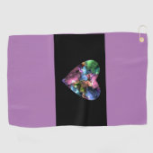 Paarse Golfhanddoek met kleurrijk hart (Horizontaal)