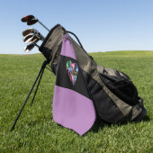 Paarse Golfhanddoek met kleurrijk hart (Groen)