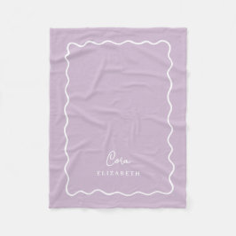 Paarse Golflijn Rand Monogram Babydeken Fleece Deken