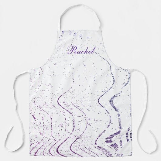 Paarse golfpatronen Aangepaste naam Cute Schort (Voorkant)