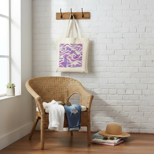Paarse Golfpatroon Tote Bag