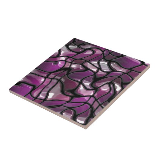Paarse golven Abstract Tegeltje (Zijkant)