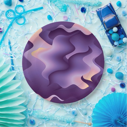 Paarse golven papieren bordje (Feest)