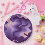 Paarse golven papieren bordje (Feest)