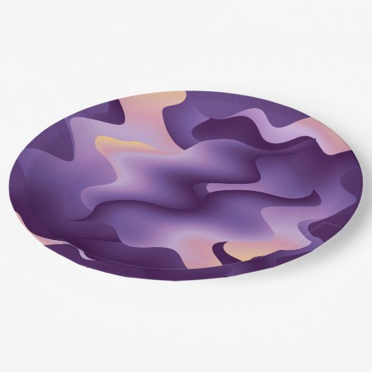 Paarse golven papieren bordje (Gekanteld)