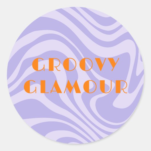 Paarse golven Retro Ronde Sticker (Voorkant)