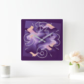 Paarse golven vierkante klok (Huis)