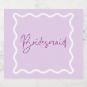 Paarse golvende esthetische bruidsmeisje voorstel sparkling wijnetiket (Enkel label)