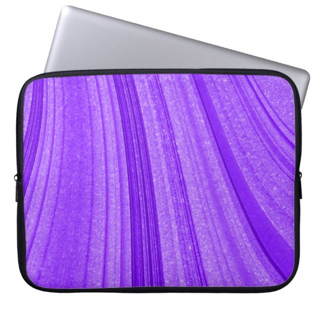 Paarse golvende glitter laptop sleeve (Voorkant)