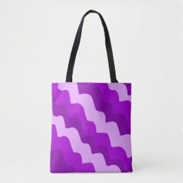 Paarse golvende oceaangolven gradiënt tote bag