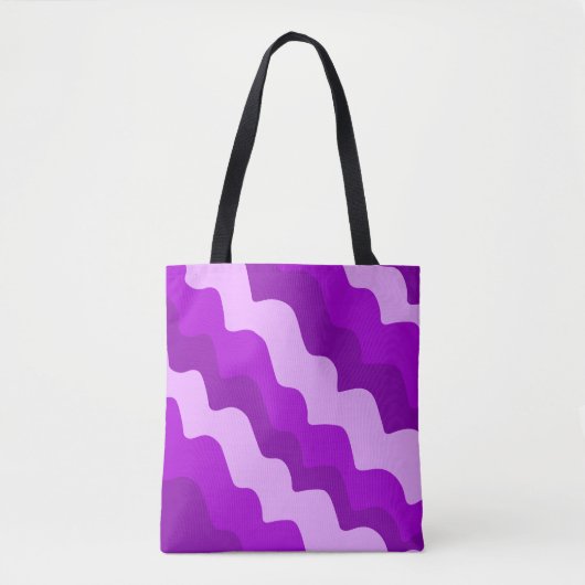 Paarse golvende oceaangolven gradiënt tote bag (Voorkant)