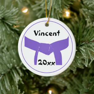 Paarse gordel voor krijgskunst keramisch ornament