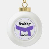 Paarse gordel voor krijgskunst keramische bal ornament (Voorkant)