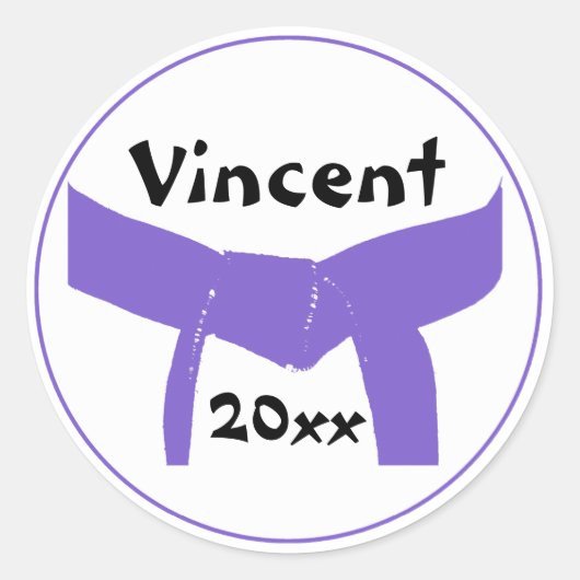 Paarse gordel voor krijgskunst ronde sticker (Voorkant)