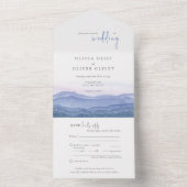 Paarse gordijngebergte all in one uitnodiging (Binnen)