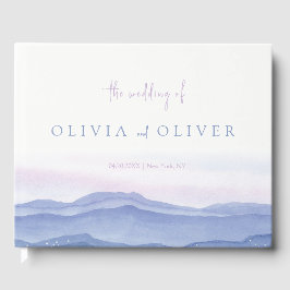 Paarse gordijngebergte gastenboek