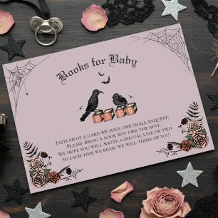 Paarse Goth Baby Shower Baby Raven Boeken voor Bab Informatiekaartje