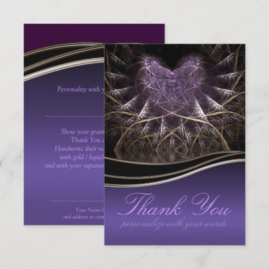 Paarse Goth Hart Bedankbrief Kaart (Voorkant / Achterkant)