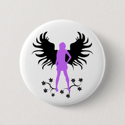 Paarse Gothic Angel-knop Ronde Button 5,7 Cm (Voorkant)