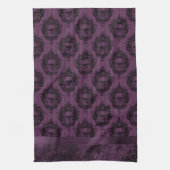 Paarse Gothic Chic | Eggplant en zwarte Skulls Theedoek (Verticaal)