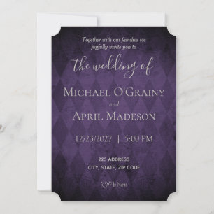 Paarse Gothic Dark Wedding Invitation Kaart