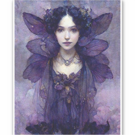 Paarse Gothic Fairy Fantasy Art Sticker (Voorkant)