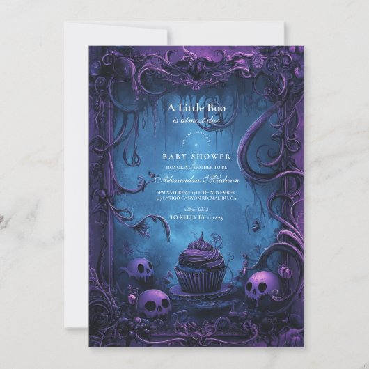 Paarse Gothic Fantasy Halloween Baby shower Kaart (Voorkant)
