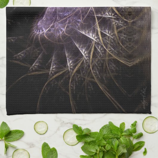 Paarse Gothic Fractal HeART 16x24in theedoek (Gevouwen)