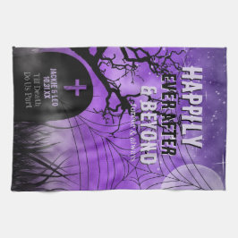 Paarse Gothic Graveyard Silhouette Hallow Souvenir Theedoek
