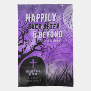 Paarse Gothic Graveyard Silhouette Hallow Souvenir Theedoek
