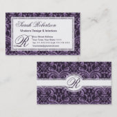Paarse Gothic Grunge Rich Elegant Damask Visitekaartje (Voorkant / Achterkant)