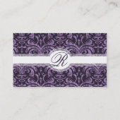Paarse Gothic Grunge Rich Elegant Damask Visitekaartje (Achterkant)