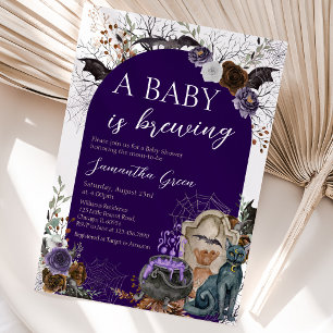 Paarse Gothic Halloween Baby Shower Kaart