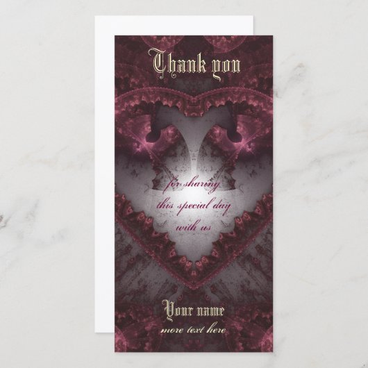 Paarse Gothic Heart 001 Bedankkaart (Voorkant / Achterkant)