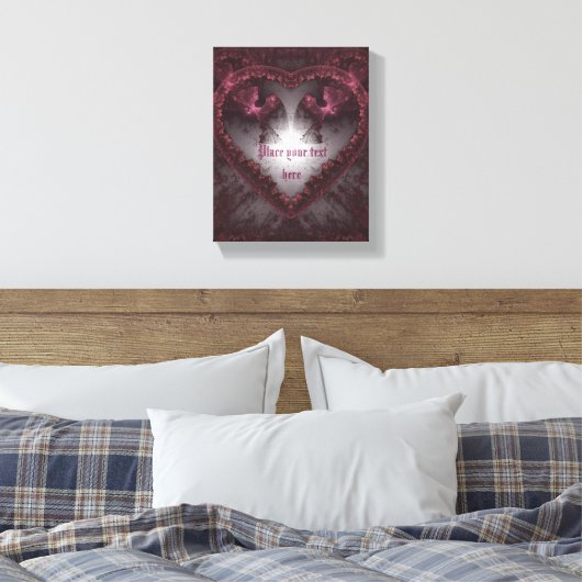 Paarse Gothic Heart 001 Canvas Afdruk (Insitu (Slaapkamer))