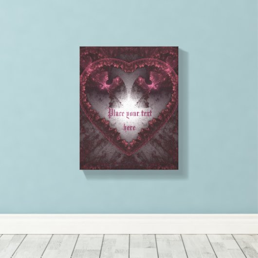 Paarse Gothic Heart 001 Canvas Afdruk (Insitu (Houten vloer))