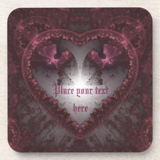 Paarse Gothic Heart 001 Drankjes Onderzetter (Voorkant)