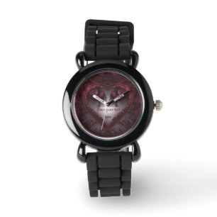 Paarse Gothic Heart 001 Horloge