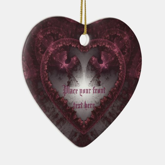 Paarse Gothic Heart 001 Keramisch Ornament (Rechts)