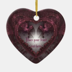 Paarse Gothic Heart 001 Keramisch Ornament