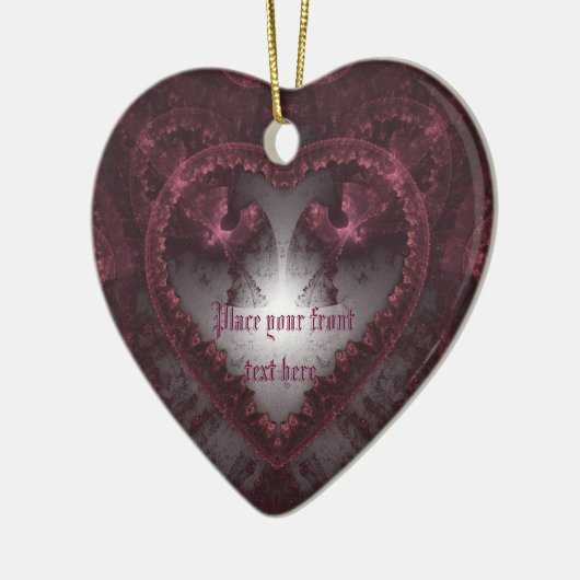 Paarse Gothic Heart 001 Keramisch Ornament (Links)