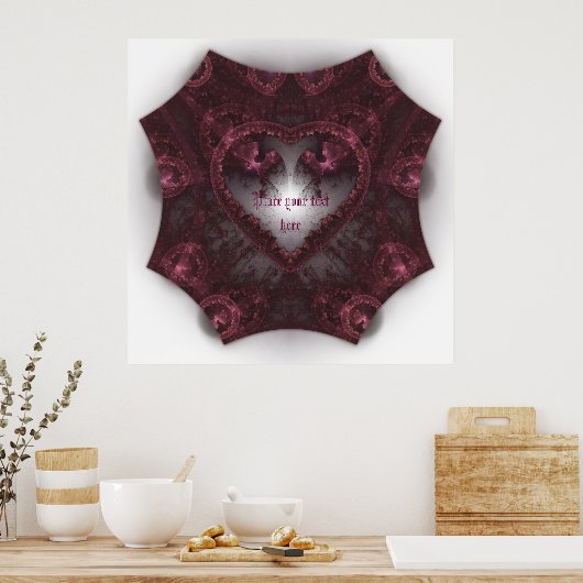 Paarse Gothic Heart 001 Poster (Keuken)