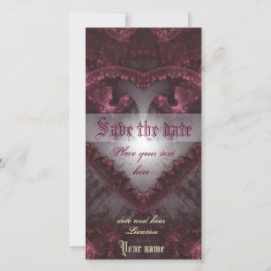 Paarse Gothic Heart 001 Save The Date